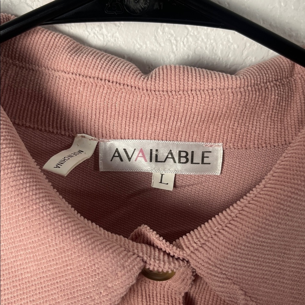 Available Pink Dress Corduroy Half Button Collared Long Sleeve Mini Sz L TC0363 - Picture 3 of 9